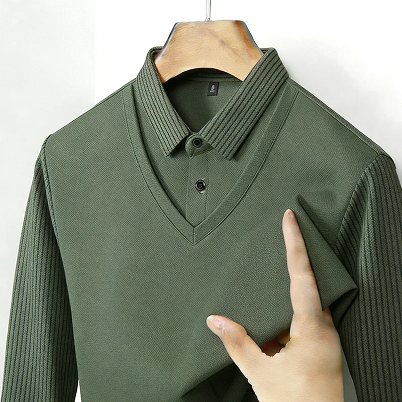 Mens Fashion Summer - Erkek Sahte İki Parçalı Gömlek Yaka