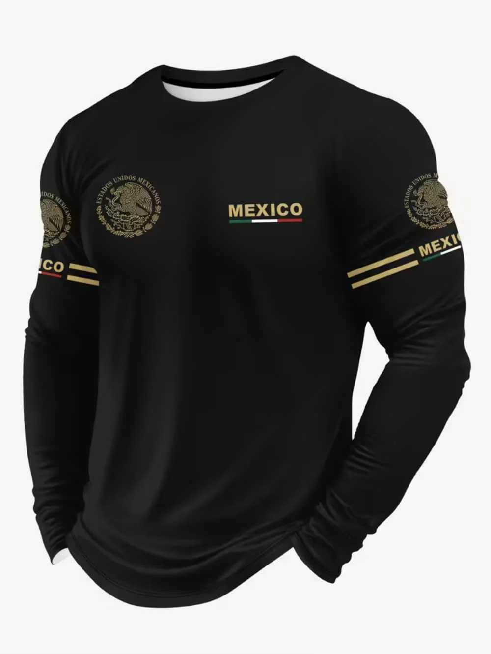 Men'S Fashion T Shirts - Erkek Meksika Kartal Baskılı Tişört, Moda