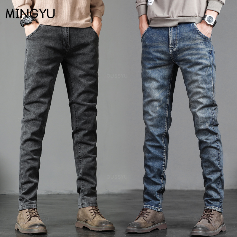 Men'S Fashion Grey Jeans - İlkbahar Sonbahar erkek Klasik Moda Gri