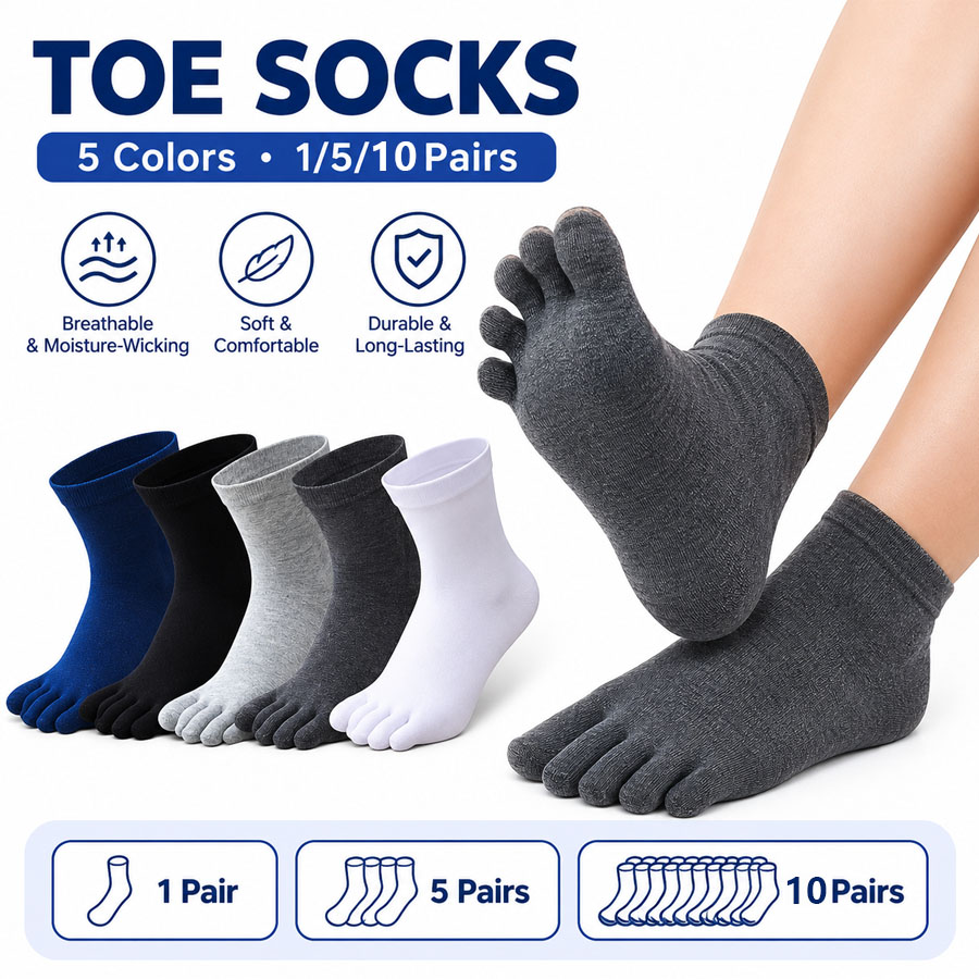 Socks Ankle Men - 1/5/12 Çift Unisex Pamuklu Parmak Çorapları,