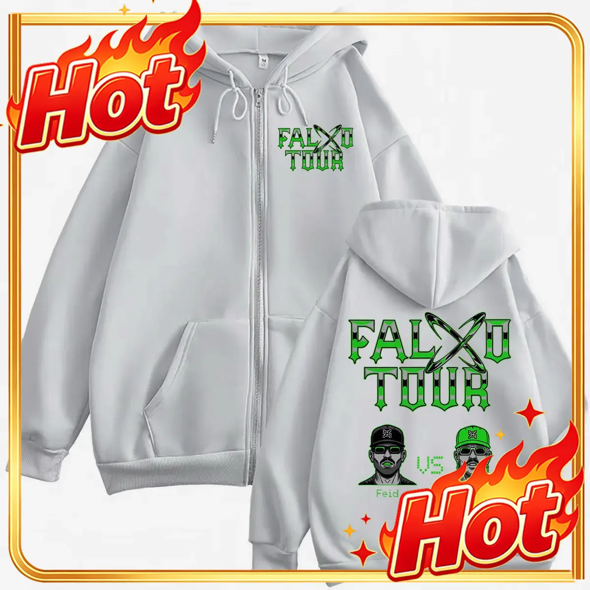 Mens Fashion Zip Up Hoodies - Feid Vs Ferxxo Falxxo Turnesi 2026