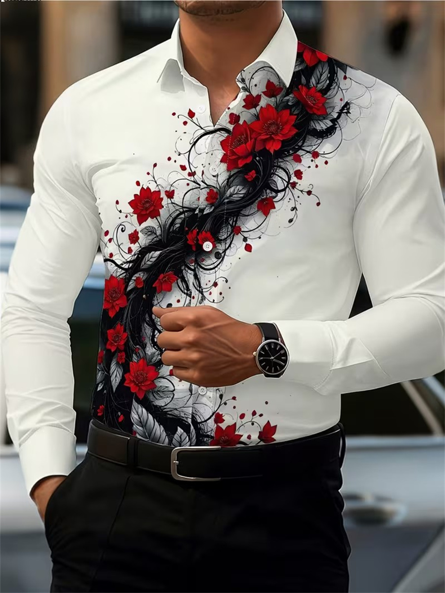 Erkek Kırmızı Gül Baskılı Uzun - Mens Fashion Summer incelemesi ve fiyatı